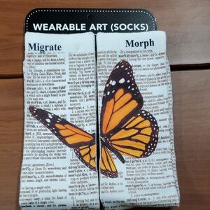Wearable Art Socks - Orange Butterfly Design